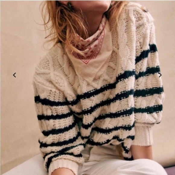 SEZANE James Jumper stripes Ecru/Navy | Size M | with FREE Sezane hair scrunchie - Picture 5 of 12